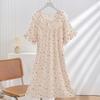 Spot New Women's Spring, Summer and Autumn Clouds Cotton Edge Thin Loose Nightdress Sweet and Cute Loungewear