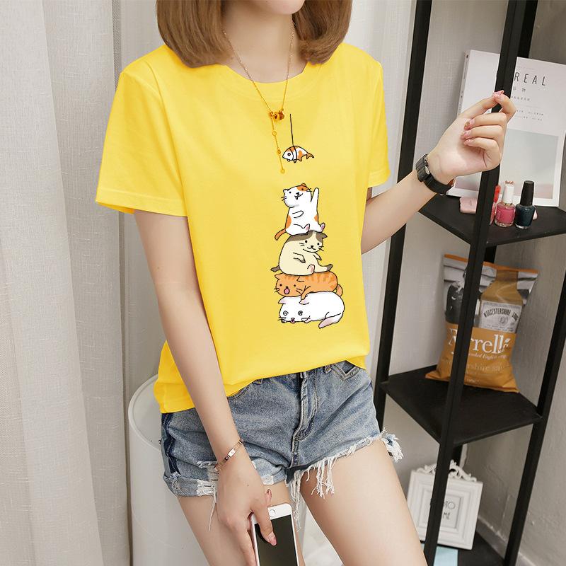 Women's short-sleeved t-shirt women's summer new Korean version cartoon student crew-neck bottoming shirt