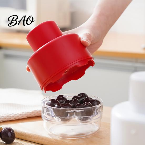 Lightweight Food Storage Container 7 Hole Cherry Pitter, Multifunctional Fruit Coring Tool for Leak Proof Reusable Olive, Manual Press Remover,