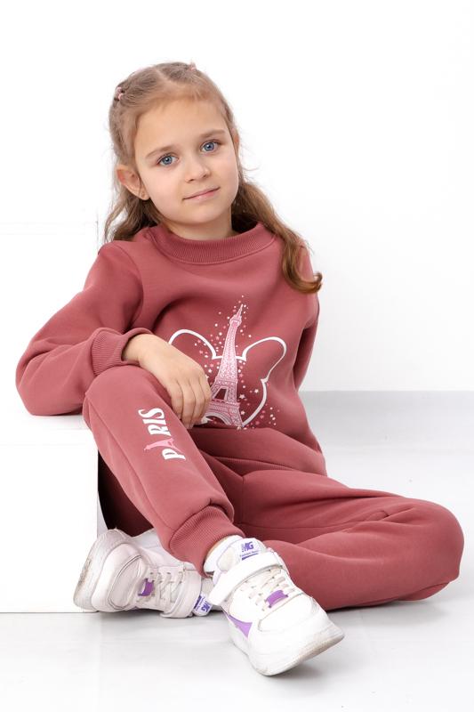 Set – Meisjes Paris Print Warm Sweatshirt & Broek, Comfortabele Pasvorm, Winter 6063-025-33-5-1 HC