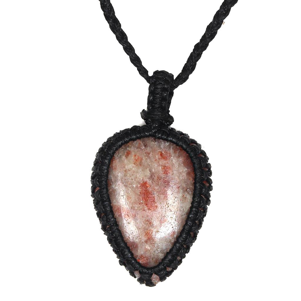 Sunstone Macrame Necklace Handmade Natural Bohemian Crystal Choker Healing