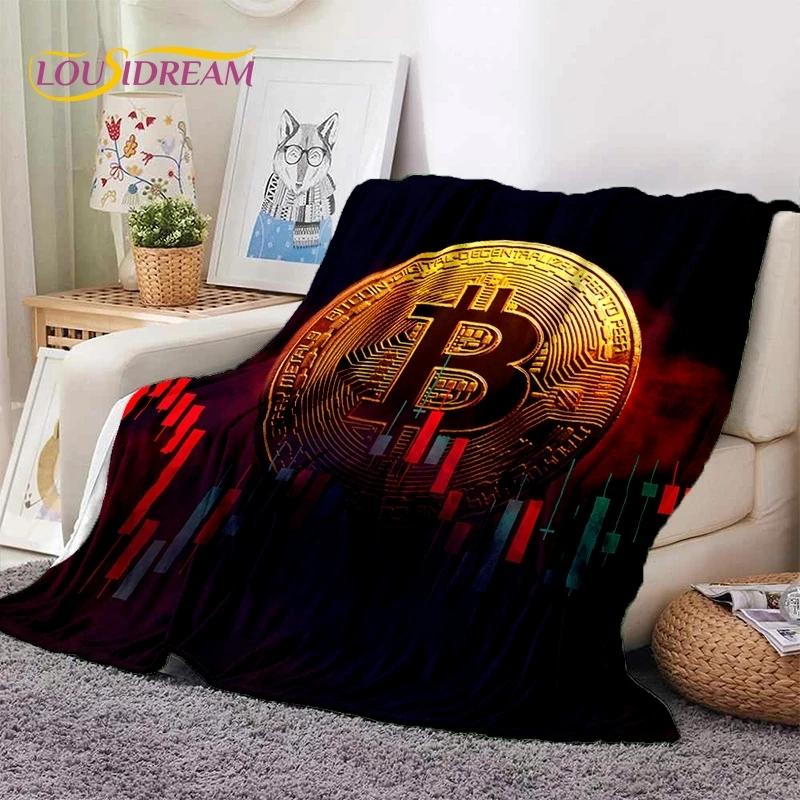 Bitcoin Virtuelle Währung NFT Weiche Flanelldecke für Betten Schlafzimmer Sofa Picknick, Überwurfdecke zum Zudecken Outdoor Freizeit Nickerchen Geschenk