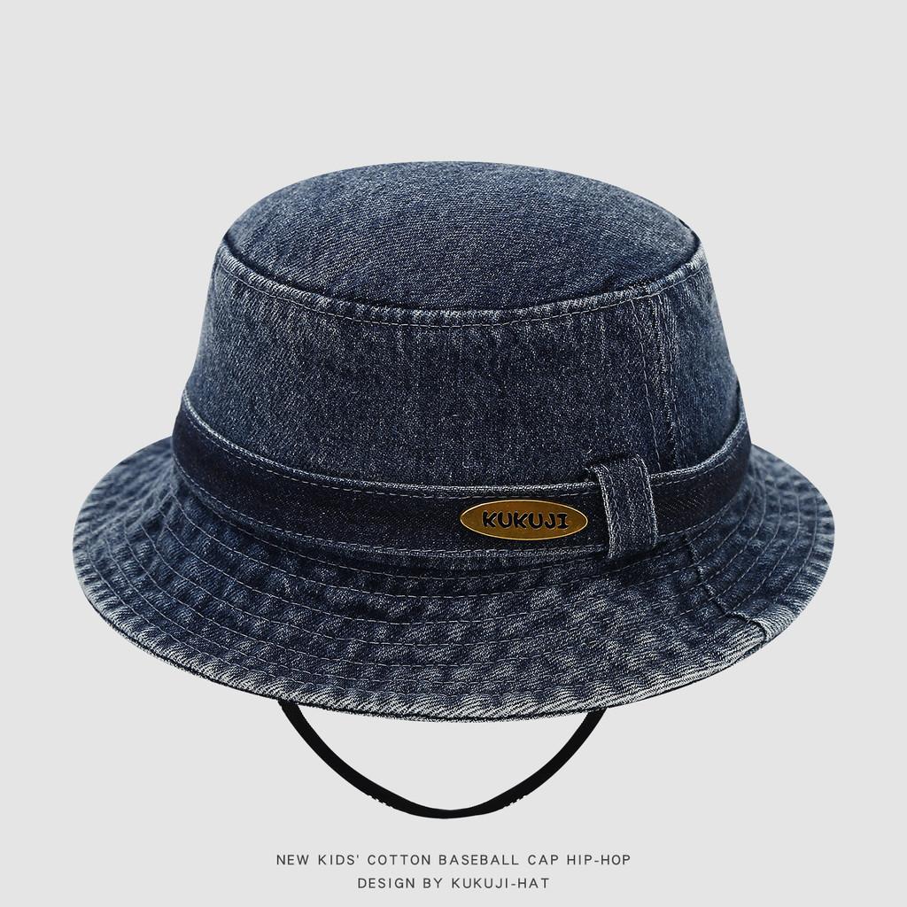 Cartoon Bear Denim Childrens Fisherman Cap With Windproof Design Perfect For Summer Outings