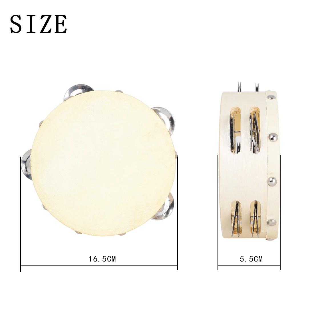 IRIN Orff 6 Inch Tambourine Sheepskin Handheld Drum Double Side Children Enlightenment Music Toys Percussion Education Drums