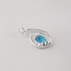 Swiss Blue Topaz Gemstone 925 Sterling Silver Women Jewelry Designer Zircon Pendant 1.4" For Birthday Gift CZP-16-12