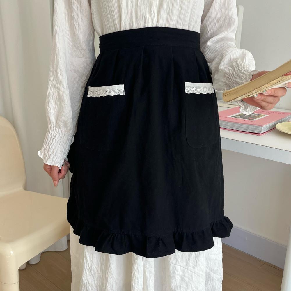 Tablier en Coton Imperméable avec Dentelle Design Mi-long pour la Cuisine Maison et l'Usage en Cuisine