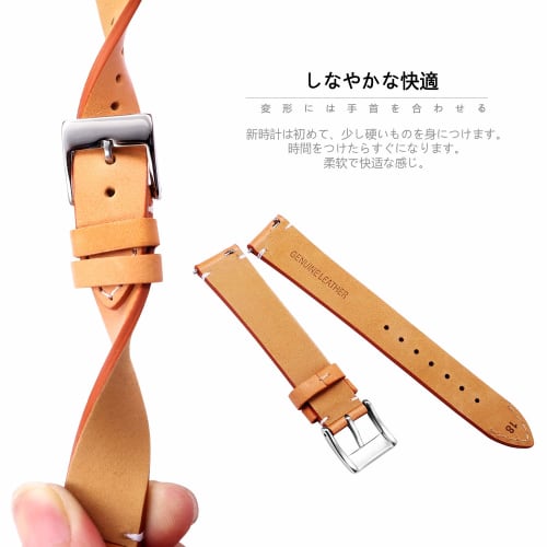 BINLUN Genuine Leather Watch Band, Quick Release, Replacement Strap for Men and Women, Unisex, 12mm, 14mm, 16mm, 18mm, 20mm, 22mm, 24mm, 4 Colors (Ora