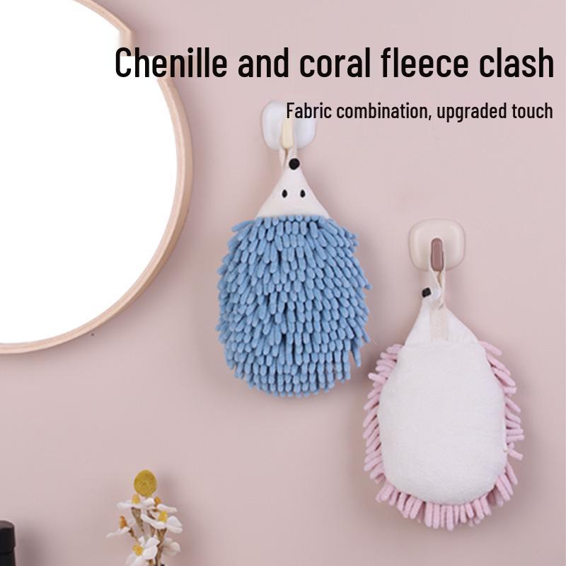 Chenille Coral Fleece Hedgehog Cartoon Animal Hanging Hand Towel