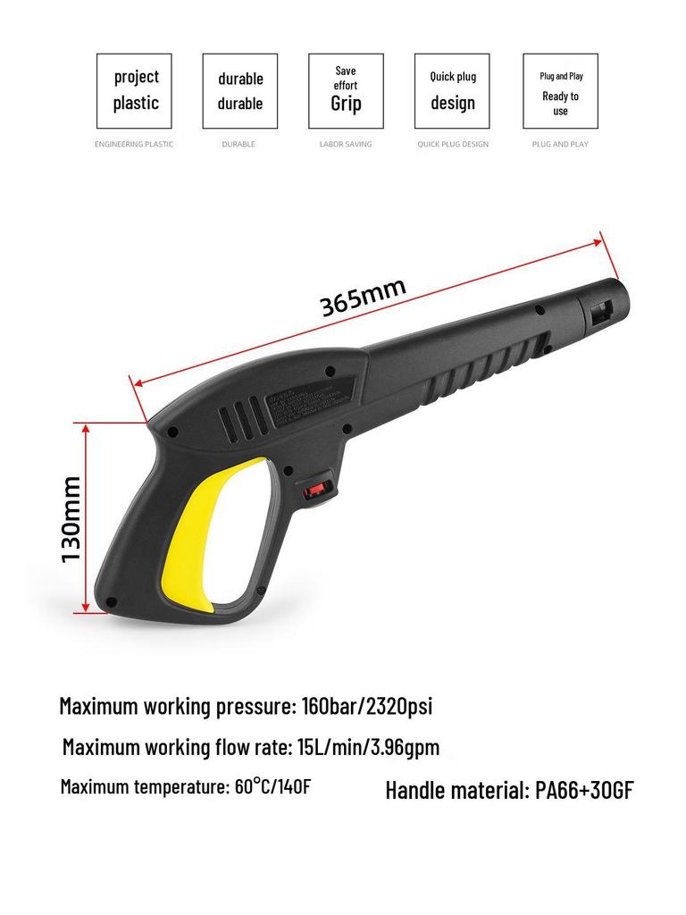 LAVOR-Compatible High-Pressure Water Gun and Nozzle Set