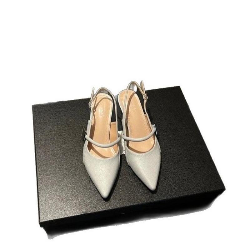 Fashion Hot Selling 2025 Summer Women's Shoes Patent Leather Slip on Pointed Toe Sandal Buckle Slingbacks Mid Heels Pumps Sandalia Mujer