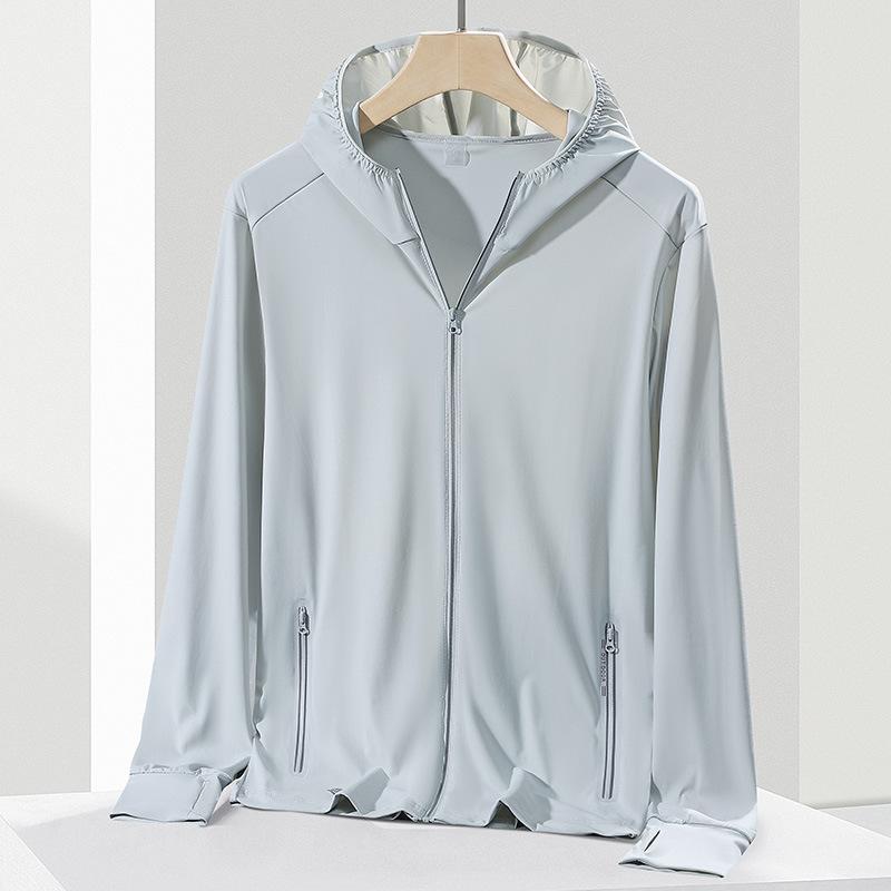 1011 UPF0 + Sunshade Clothing Summer Ice Silk Sunscreen Clothing UV-shielding Men's and Women's Clothing Jackets