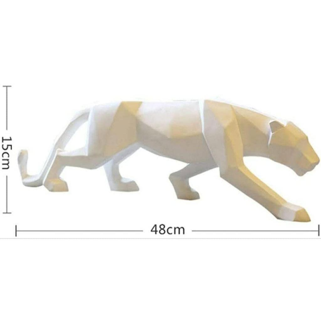 Panther/Cheetah/Jaguar Showpiece/Leopard Resin Animal Showpiece for Home Décor Showpiece & Living Room Gift Item (White)