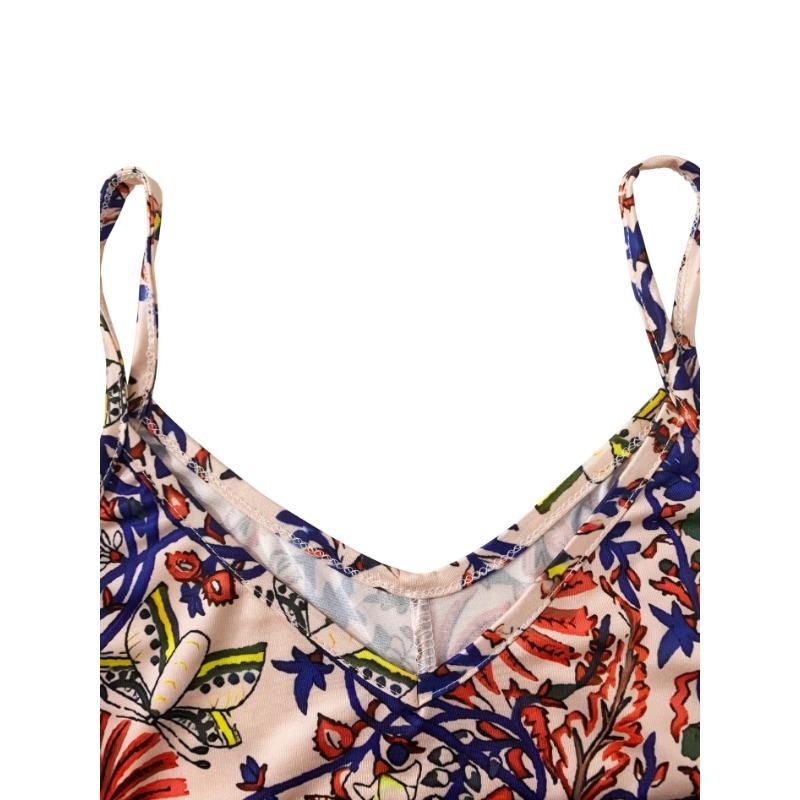 Květinové tílko, letní ležérní šaty s výstřihem do V a bez rukávů, dámské oblečení