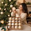 Velvet Painted Christmas Ball Ornament Set in Champagne Gold for Holiday Home Decor
