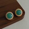 Vintage Court Style Stud Earrings Inlaid with Warm Resin Pearl Earrings, Elegant and Gentle and Advanced, Gentle and Atmospheric Earrings