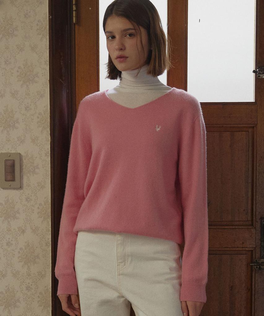 Dieomaidieo Essential V-Nect Knit (Pink)