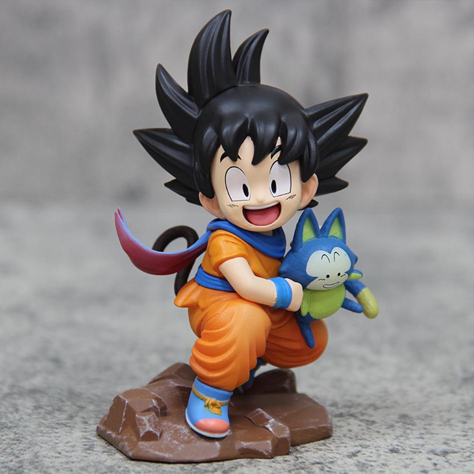 9cm Dragon Ball Kawaii Figur Kindheit Son Goku Hält Puaru Actionfiguren Anime Modell Puppe Sammlung Schreibtisch Dekoration Spielzeug