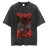Men's T-Shirts Japanese Anime T-shirt Berserk Washed T Shirt Vintage Guts Graphic Print TShirt Summer 100% Cotton Tshirt Streetwear Tops Tees 230701