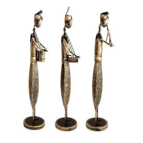 Wrought Iron Musical Doll Set Handmade Decorative Gift Item Showpiece for Home Decor, Multicolour, 53.34 Cm , 3 Piece