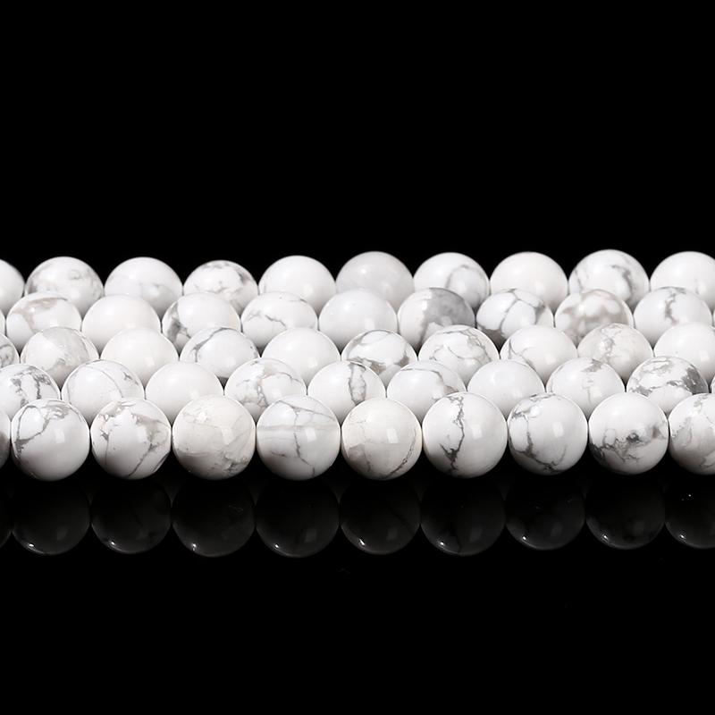 Natural Stone White Turquoise Beads Round Loose Spacer Howlite For Jewelry Making Handmade Bracelet Diy Necklace Accessory 15"
