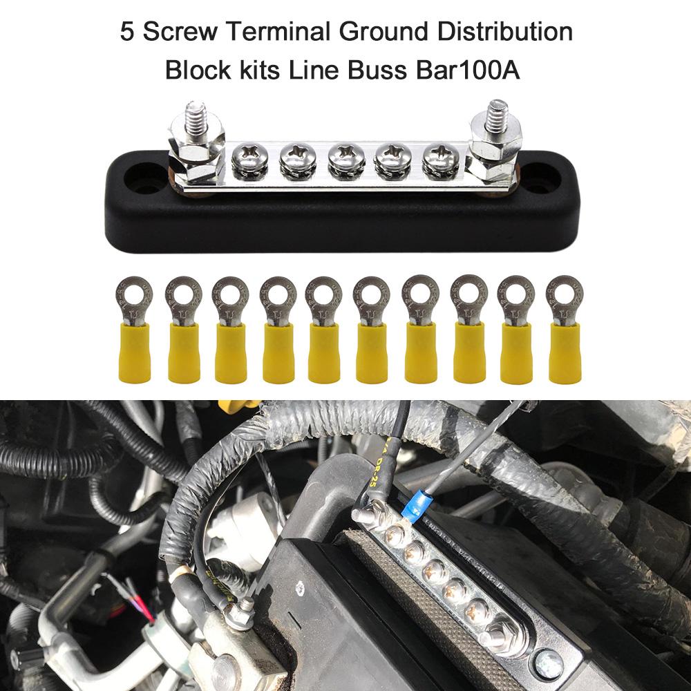 5 Screw Terminal Ground Distribution Block Kits  Line Buss