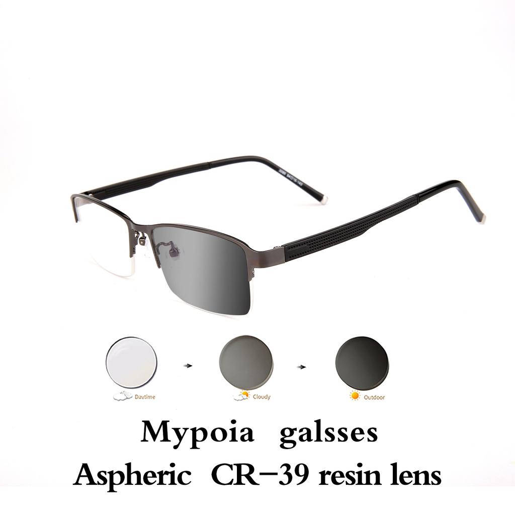 Photochromic Eye Glasses Men Women Myopia Eyeglasses Finished Glasses Students Short Sight Eyewear 0 -0.5 -1 -1.25 -1.5 -1.75 -6