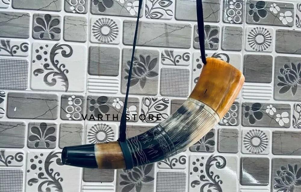 Middelaldersk VIKING KRIGSHORN kamptrompet Håndgravert Blåsehorn 16 tommer Gave naturlig Horn Bugle Jaktverktøy Gave Dekor