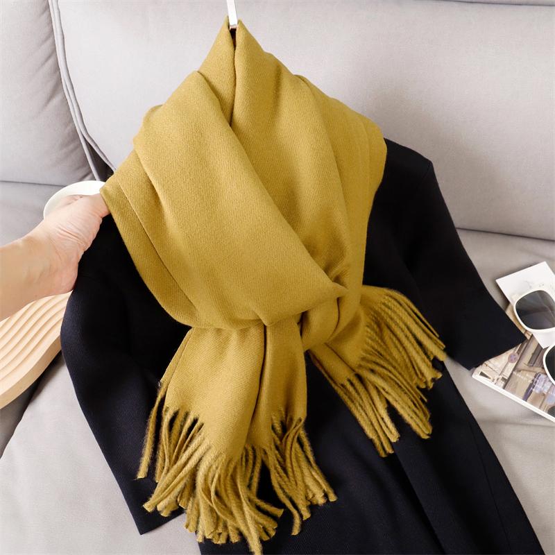 New 29 Color Winter Scarf For Women Long Warm Cashmere Scarves Solid Lady Shawl Wrap Hijab Female Pashmina Bandana Head Scarfs