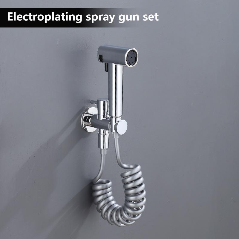 Grey Hand Held Bidet Sprayer Douche Toilet Kit Bidet Faucet Gold Round Shattaf Shower Head Copper Valve Set Jet Bidet Faucet