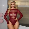 Sexy Long Sleeve Bodystocking Women Hollow Out Mesh Lingerie See Through Bodysuit Fishnet Jumpsuit Exotic Apparel Clubwear