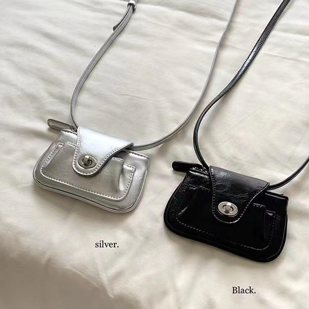 

Silver Crossbody Bag Chain Wallet Korean Style Leather Bag Girls