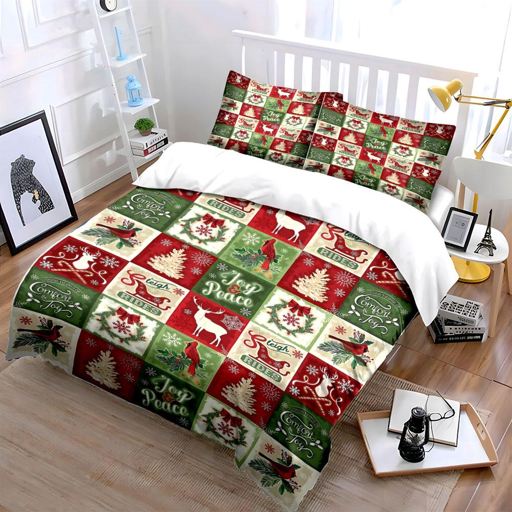Cardinals, Wreaths, Deer, Snowflakes. Bedding Sets Duvet Cover Sets Duvet Covers Pillowcases(1 * Duvet Cover 2 * Pillowcases Without Duvet Insert)