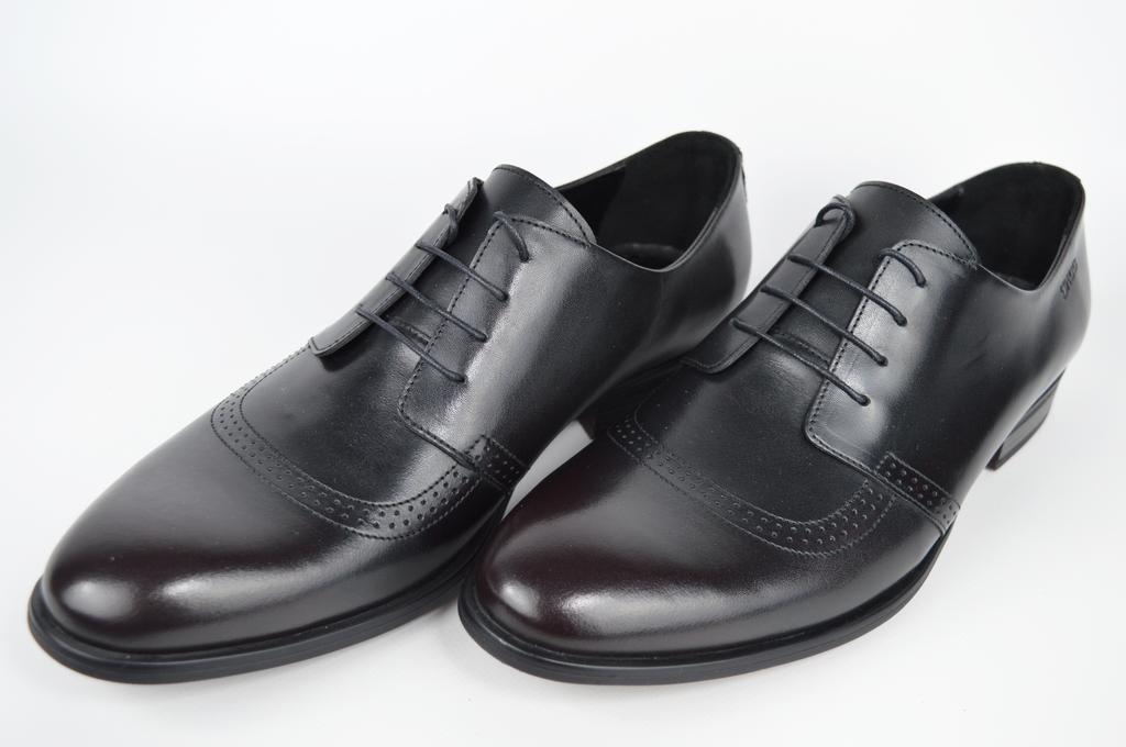 Derby ikos 33669 39 Schwarz-burgunderfarbenes Leder