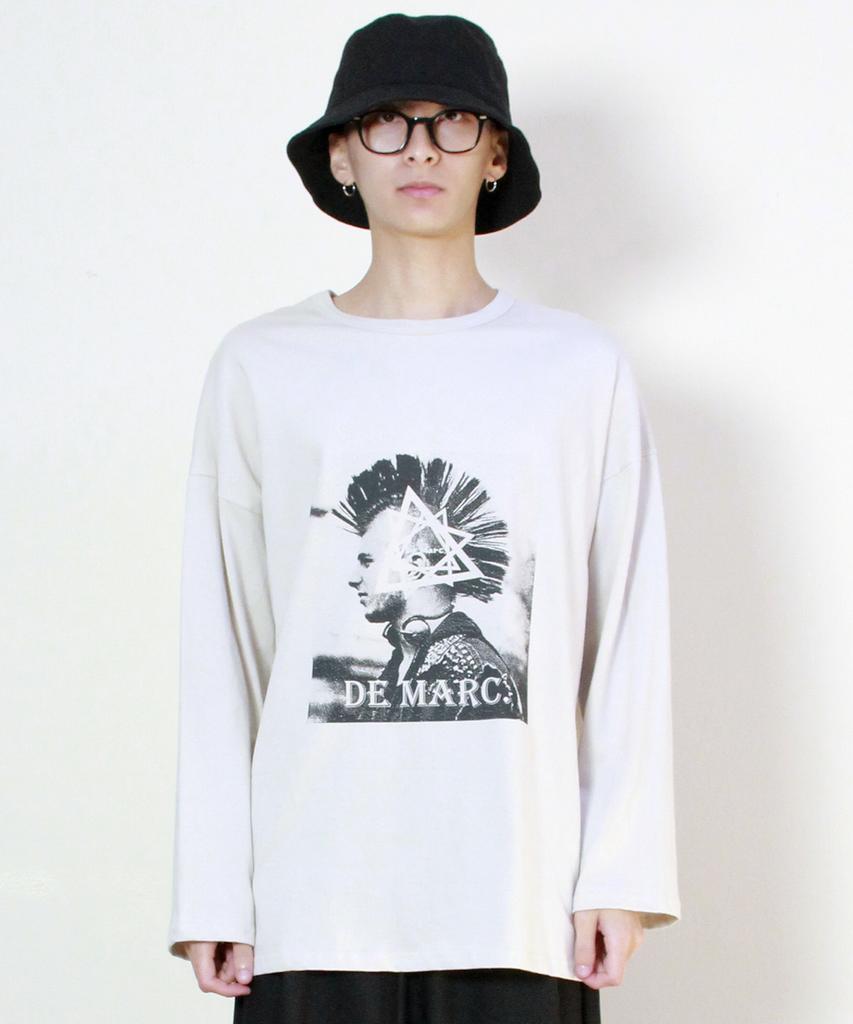 Deumakeu Dark Punk Graphic Boxy Fit T-Shirt Beige