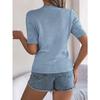 HNXC Spring and Summer Casual Solid-color Cut-out Short-sleeved Knitted Top for Vacation Women's Wear