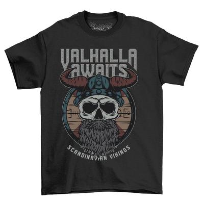 'Valhalla Awaits Scandinavia'' T-shirt Vikinga - Maglietta Divertente Mitologia Norrena. Unisex