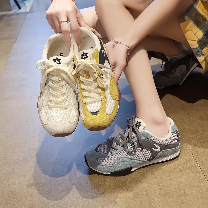Mesh German Training Shoes Women's 2025 Summer New Versatile Lightweight Leisure Sports Forrest Gump Shoes Flat Breathable Fishing Net Shoes