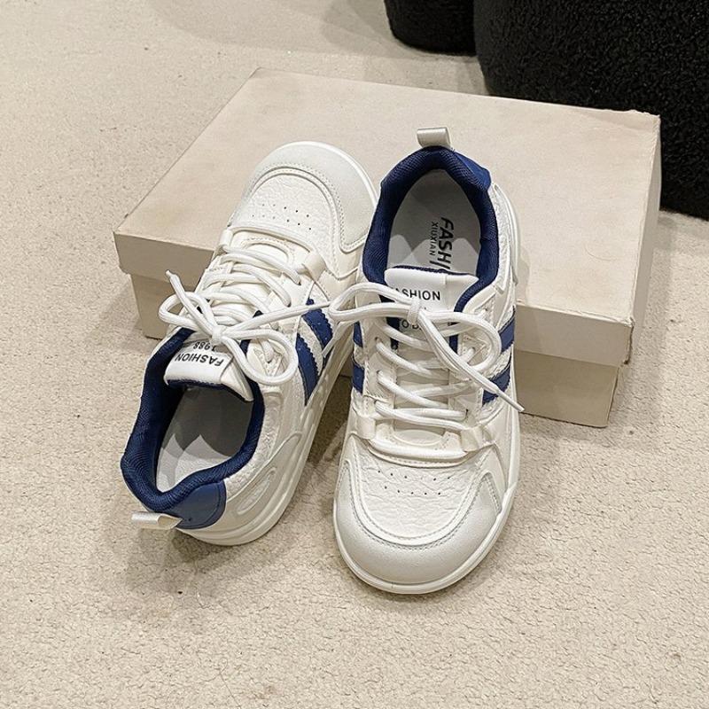 College style platform white shoes women's autumn new lace-up casual shoes student versatile simple board shoes