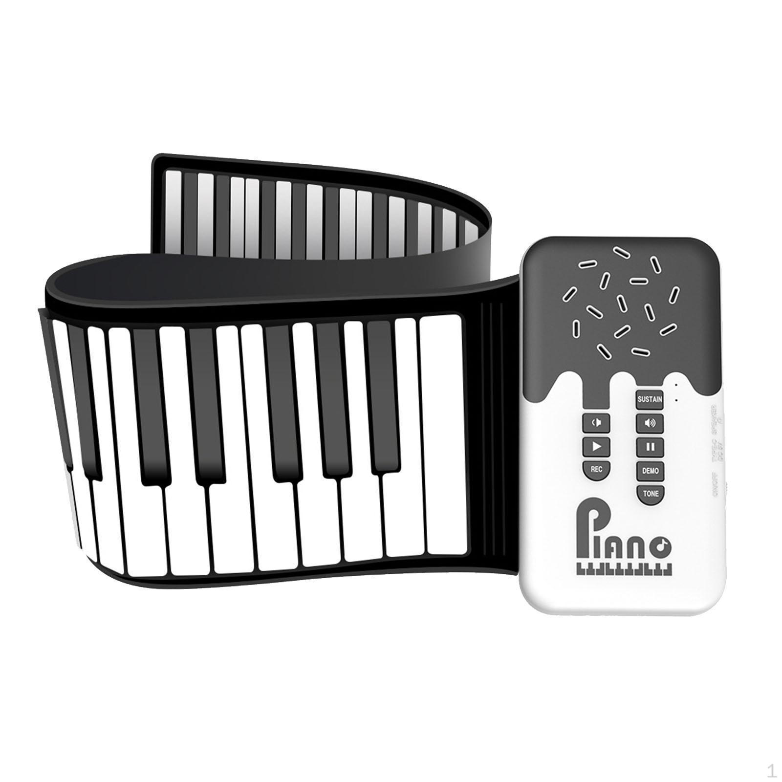 49-клавишная сворачивающаяся клавиатура, портативный подарок, обучающий музыкальный складной электронный пианино для рук White