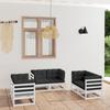 6 Pcs Garden Set with Cushions Solid Pine Wood