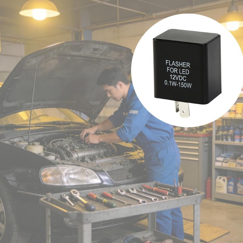 2 Pin LED Turn Signal Flasher 0.1W-150W Black Housing Replacement Part for Vehicle or Motorcycle Indicator Systems