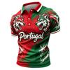 Men's Classic Football Polo Shirt Portugal Inspired Design Short Sleeve Casual Sportswear Lightweight Breathable Fabric