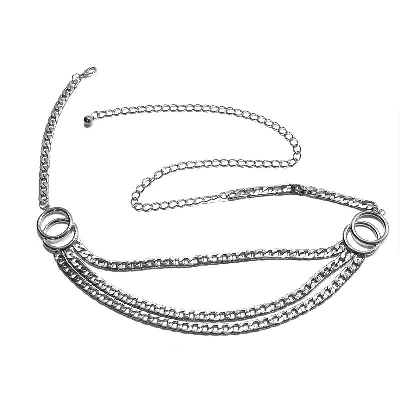 

Metal waist chain - unique belt - punk hip hop rock versatile nightclub accessory - body chain for women 120cm срібний