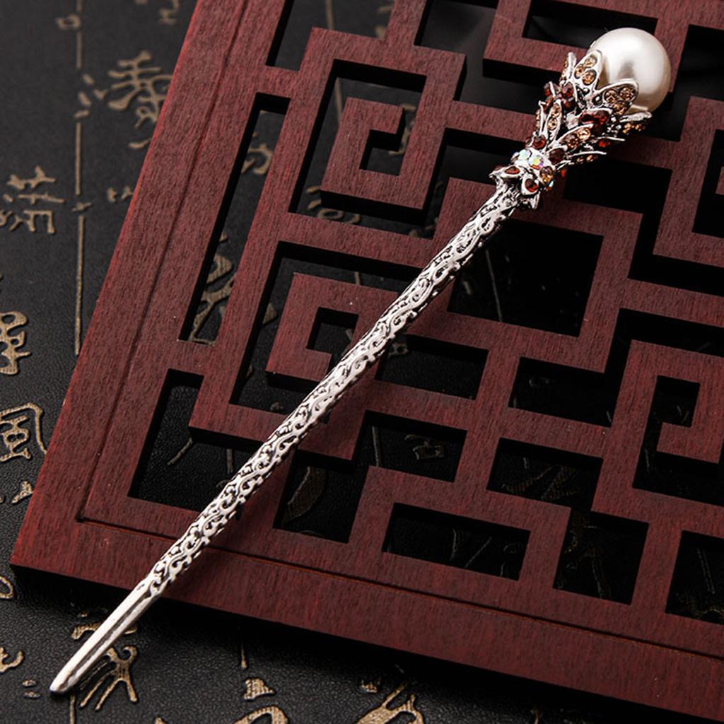 Vintage Haarnadel mit Strasssteinen, chinesischer Stil, Hochzeitskopfschmuck für dickes lockiges Haar, Styling-Dekoration