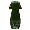 Fashion Womens Lace Stitching Ruffle Short-Sleeved Strapless Sheath Dress