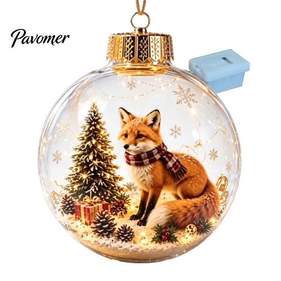 Weihnachtsbaumschmuck Story Ornament, 8 cm Kugel-Hängedekoration mit Mini-Feiertagsszene, Bruchfeste Kugeln im Inneren, Klarer Kunststoff-Weihnachtsanhänger