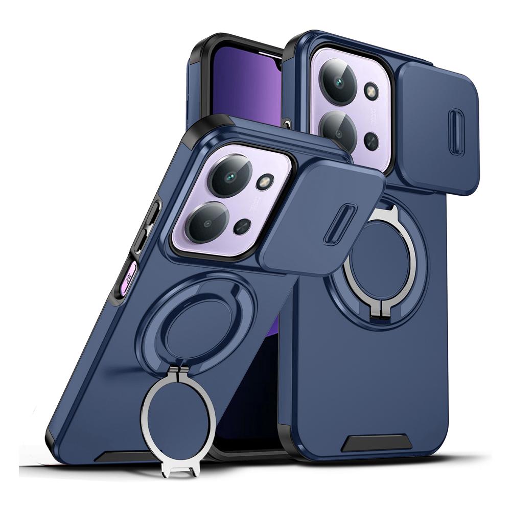 KEYSION 360° Ring Stand Phone Case for Redmi 15C 171 173mm Slide Camera Protection Magnetic Shockproof Cover for Xiaomi POCO C85