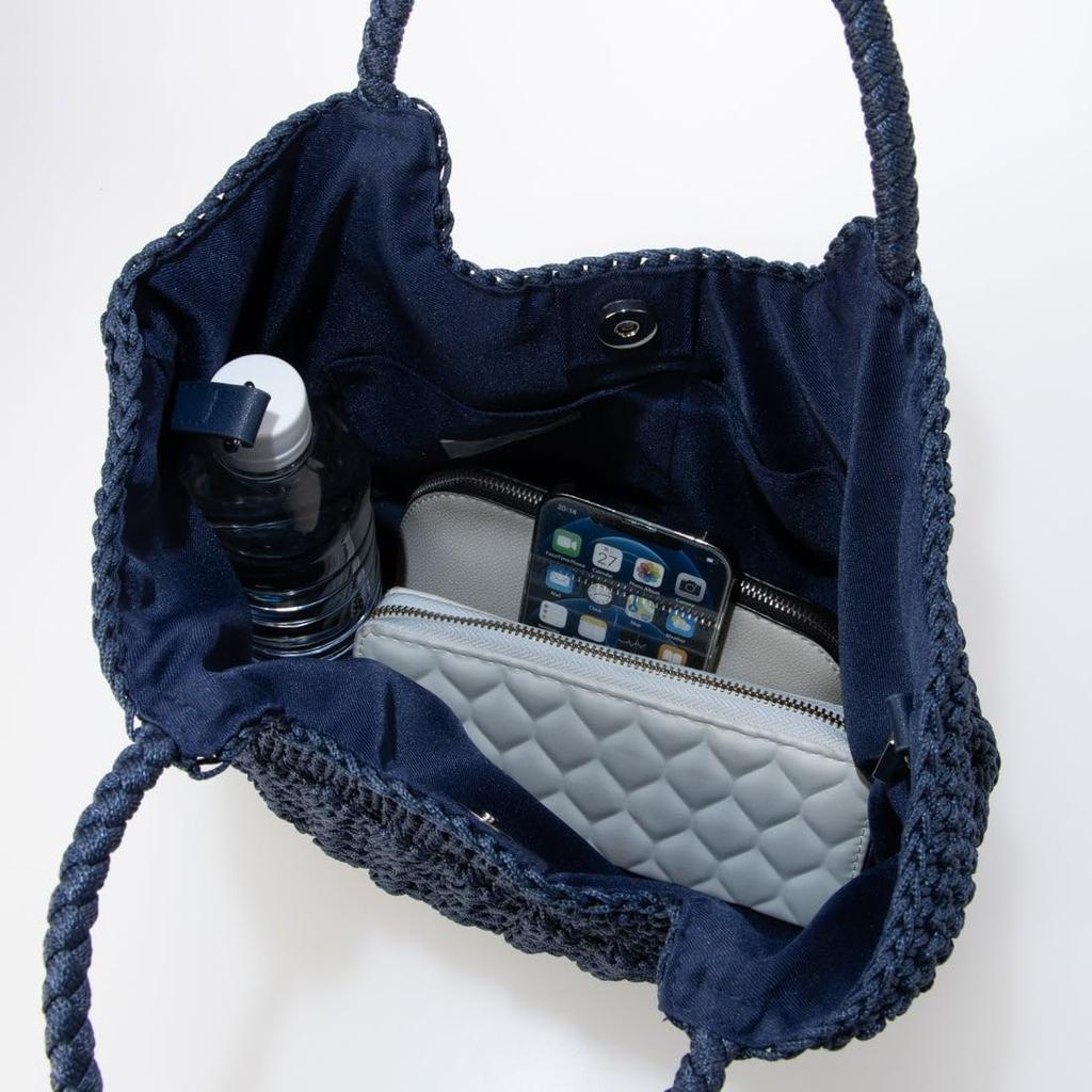 Patterned knit basic tote basket bag