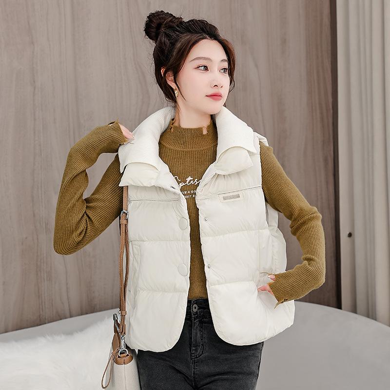 2026 Korean Style Patchwork Down Cotton Women's Sleeveless Winter Vest - Trendy European Outerwear