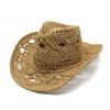 Stroh-Cowboyhut für Herren Damen, Breiter Krempe Hohl Atmungsaktive Sonnenschutzkappe, Reise Strand Sommerhut